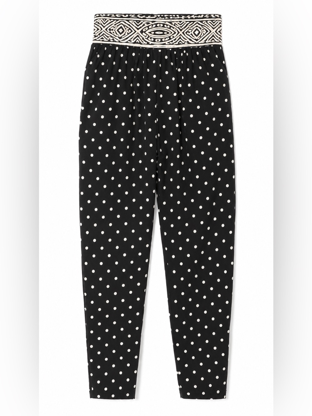 Vintage 90s Polka Dot High Waist Tapered Pants Statement Waistband M - Picture 2 of 8
